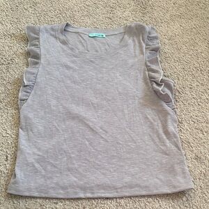 Chic Gray Ruffled Tank Top